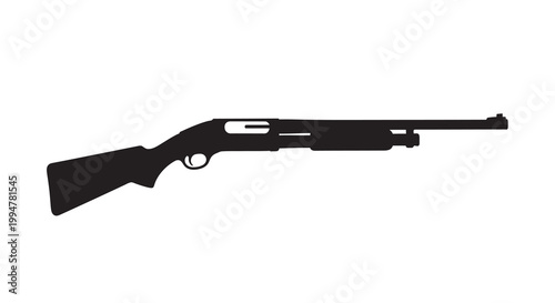 Black silhouette of a semi automatic shotgun against a white background