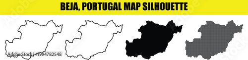 Beja portugal map silhouette vector illustration graphic design outline and filled.