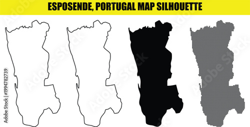 Esposende portugal map silhouette vector illustration graphic design outline and filled.