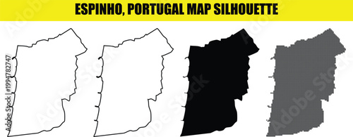Espinho portugal map silhouette vector illustration graphic design outline and filled.