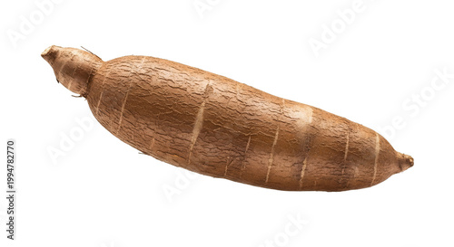 Fresh Raw Cassava Root Isolated on White Background