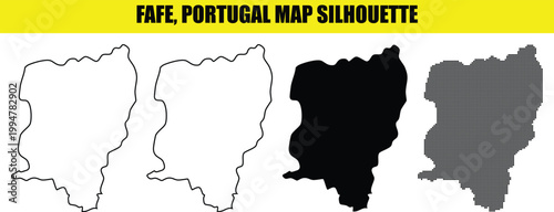 Fafe portugal map silhouette vector illustration graphic design outline and filled.