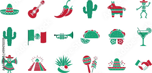 Mexican culture icons a vibrant collection of traditional symbols and imagery