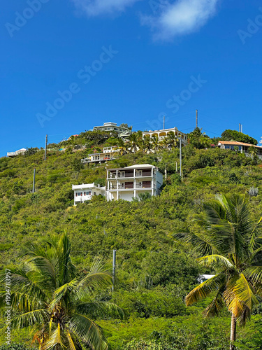 Fotografija houses on the hill on the island of St. John, USVI in winter