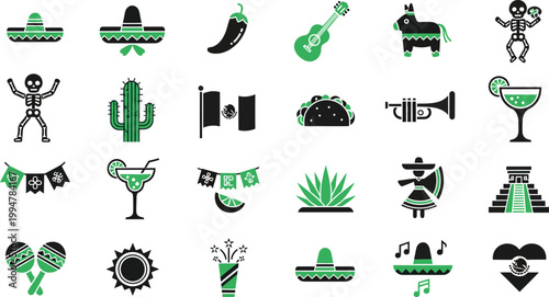 Mexican culture icons a vibrant collection of traditional symbols and imagery