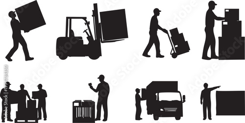 Silhouette people activity icon set business workflow 24