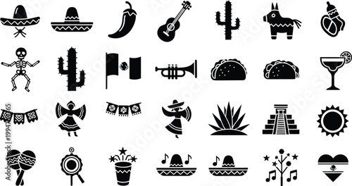 Mexican culture icons a collection of traditional symbols and imagery