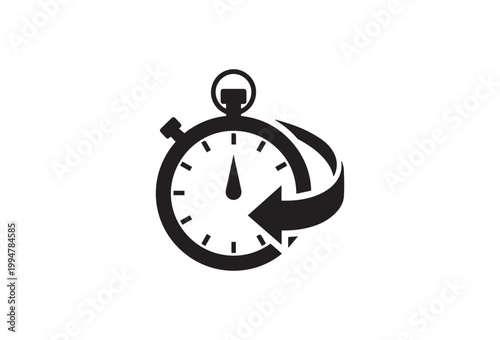 Stopwatch, timer icon, time management symbol, productivity sign, vector illustration