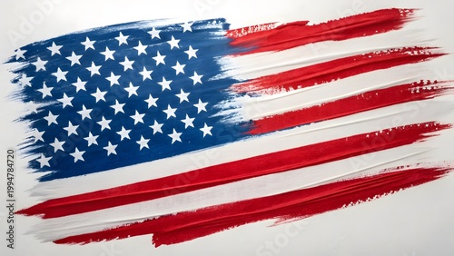 USA flag brush stroke textured paint isolated patriotic American background design