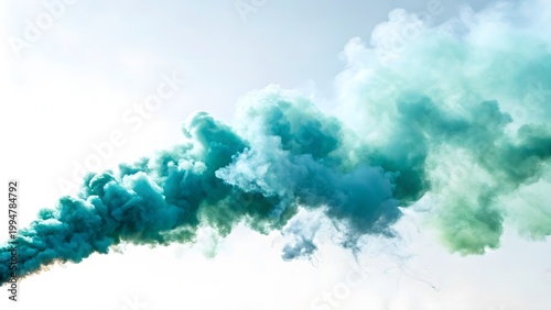 Abstract green smoke cloud isolated white background colorful powder explosion texture