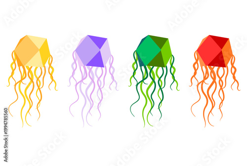 Colorful Vesak lanterns set isolated on white background