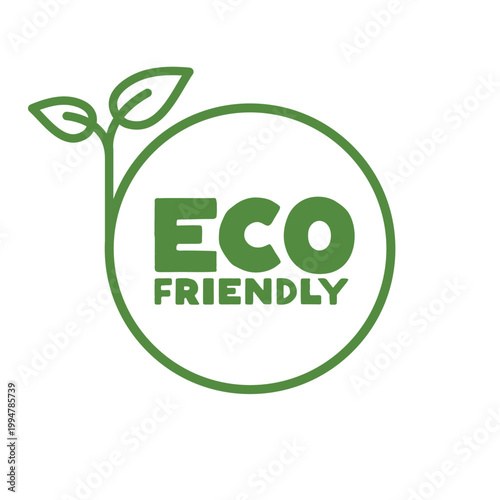 ECO FRIENDLY badge design logo with leaves ecological environmental badge