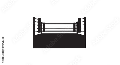 A stark silhouetted image of a professional boxing or wrestling ring