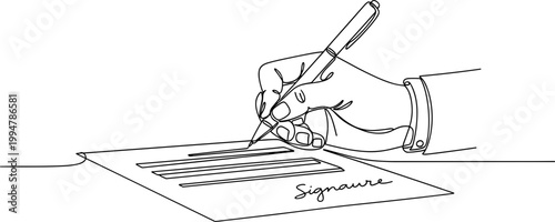 Hand Signing Document with Pen, Business Agreement and Contract Concept