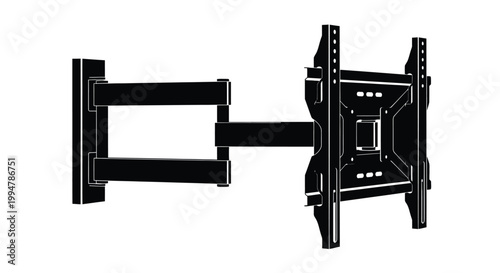 Black television wall mount fully extended with articulating arms silhouette