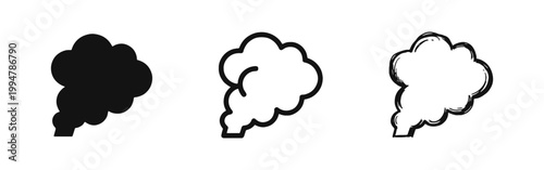 Cloud and Smoke Puff Icon Set for Weather or Thought Bubble Concepts