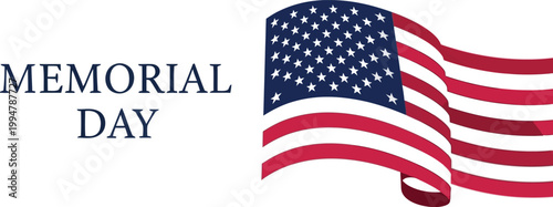 Memorial day greeting with american flag and text overlay