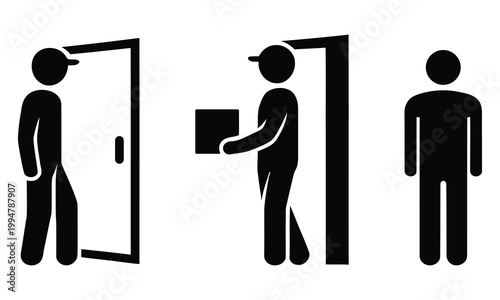 Delivery person handing over a package to a recipient at the door