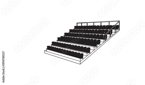 Seating, bleachers, grandstand, stadium seats, black, vector