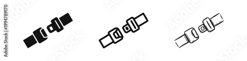 Seat Belt Safety Icon Set, Car Travel and Protection Symbols