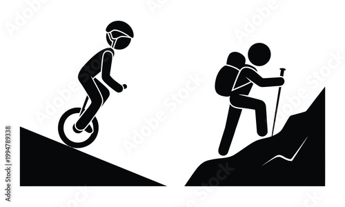 Contrasting methods of ascending steep terrain: cycling versus hiking