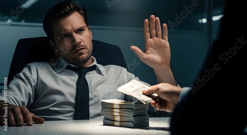 Refusing Bribe Strong Integrity and Honesty Concept