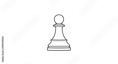 A simple black and white line drawing depicts a single chess pawn in a frontal view high quality