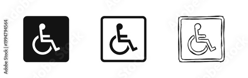 Disabled Access Icon Set - Wheelchair User Sign for Accessibility and Inclusion