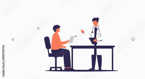 Doctor consulting patient in clinic, medical consultation, healthcare concept