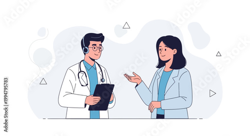 Doctors Discussing Medical Case with Patient Communication and Health Care Concept