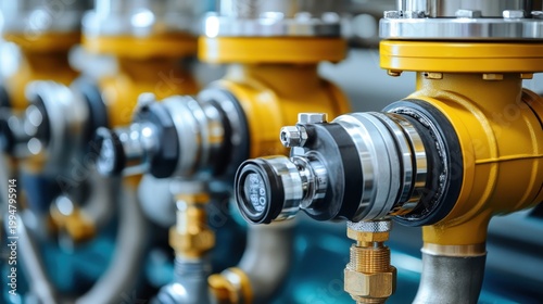 Close-up view of industrial heating equipment with yellow and grey metal components and intricate pipe connections, showcasing advanced engineering.