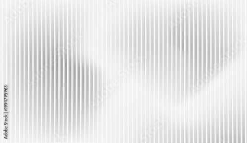 Glass background with silver ribbed effect and abstract 3D line pattern. Modern gray panel design for wall or window, adding light reflection and stylish texture to architecture.