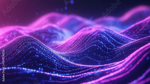 Digital Data Analytics Landscape With Layered Textures And Dynamic Lighting
