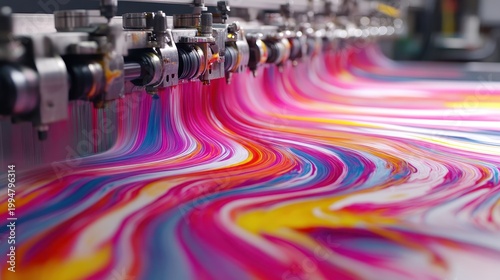 Dynamic Inkjet Printing Process Capturing Vibrant Color Flow and Abstract Liquid Movement