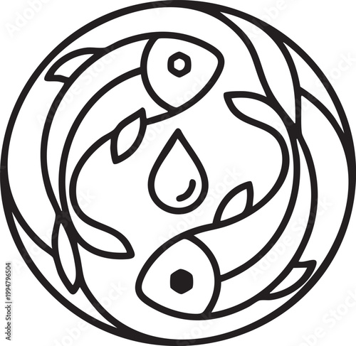 Abstract Fish Circle Line Icon