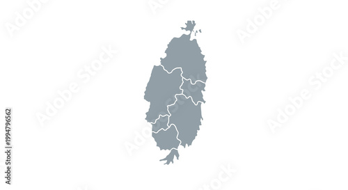 Obraz na plátně A simplified grey map illustration depicts the island nation of saint lucia show