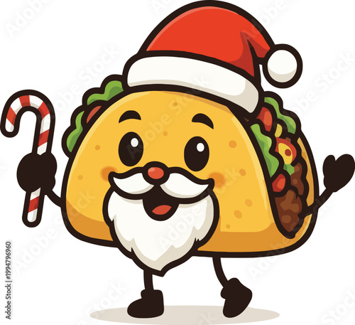 Festive taco character a whimsical fusion of holiday and mexican cuisine