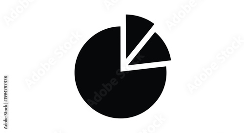 Black and white pie chart graphic with three sections a simple silhouette
