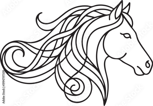 Horse Head Elegant Line Icon