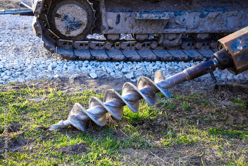 Hydraulic earth auger drill attachment for excavator for foundation works