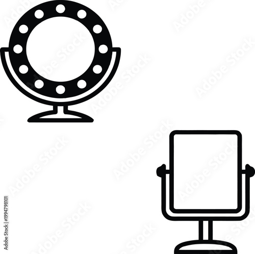Minimalist vanity mirror icons with lights and tabletop makeup mirror set