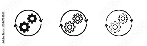 Gear Process and Workflow Cycle Icon Set