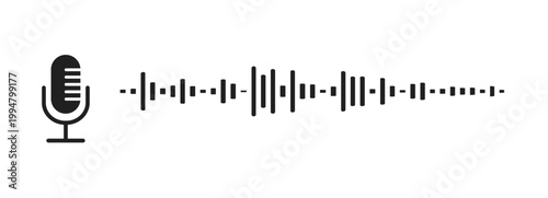 Sound wave icon. Audio vector equalizer line. Music track, waveform, voice message, track radio play. Podcast speaker audio player.