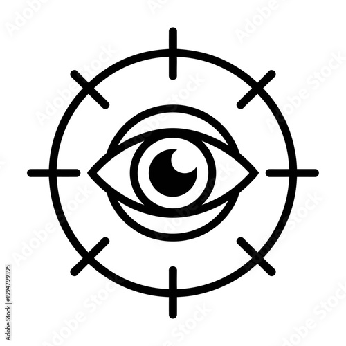 Fotografija Vector graphic of an eye in the center of a target symbol, representing focus and vision