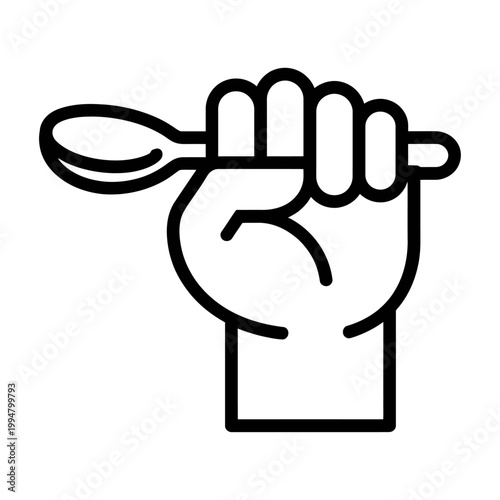 Vector of a clenched fist holding a spoon in a powerful gesture.
