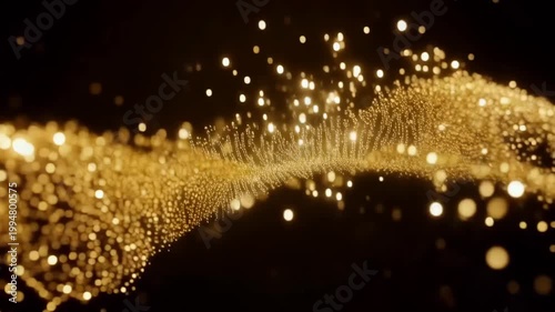 Golden Shimmering Flowing Background With Particles_01