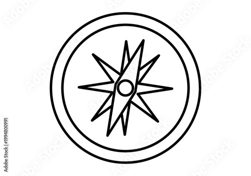 Icono lineal de una brújula con aguja de navegación