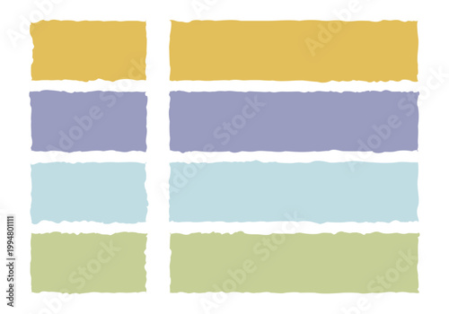 Conjunto de banners y etiquetas de colores suaves con bordes rasgados