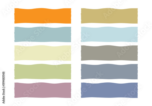 Colección de banners ondulados con bordes irregulares en diversos colores pastel y neutros