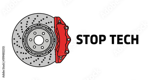 High Performance Brake System Disc and Caliper Illustration.